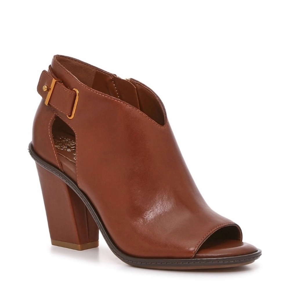 Vince Camuto Women's Faydra Brown Open-Toe Booties Size 8 US 39 EU Cognac
